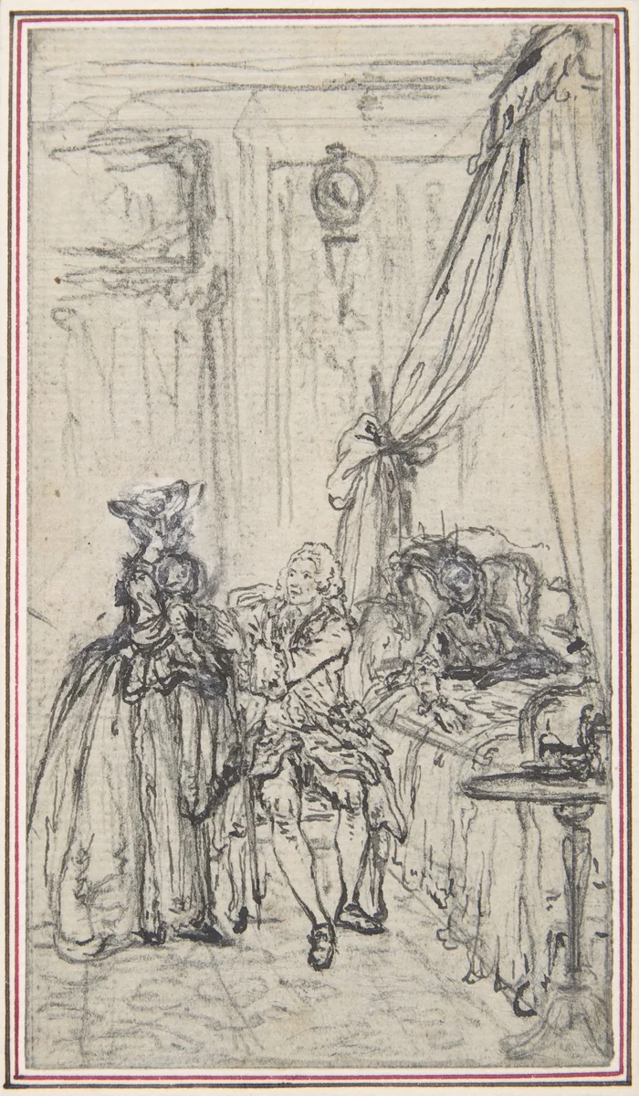 Study for a frontispiece for "Histoire de Miss Jenny" by Hubert François Gravelot, drawing, 1710-1773