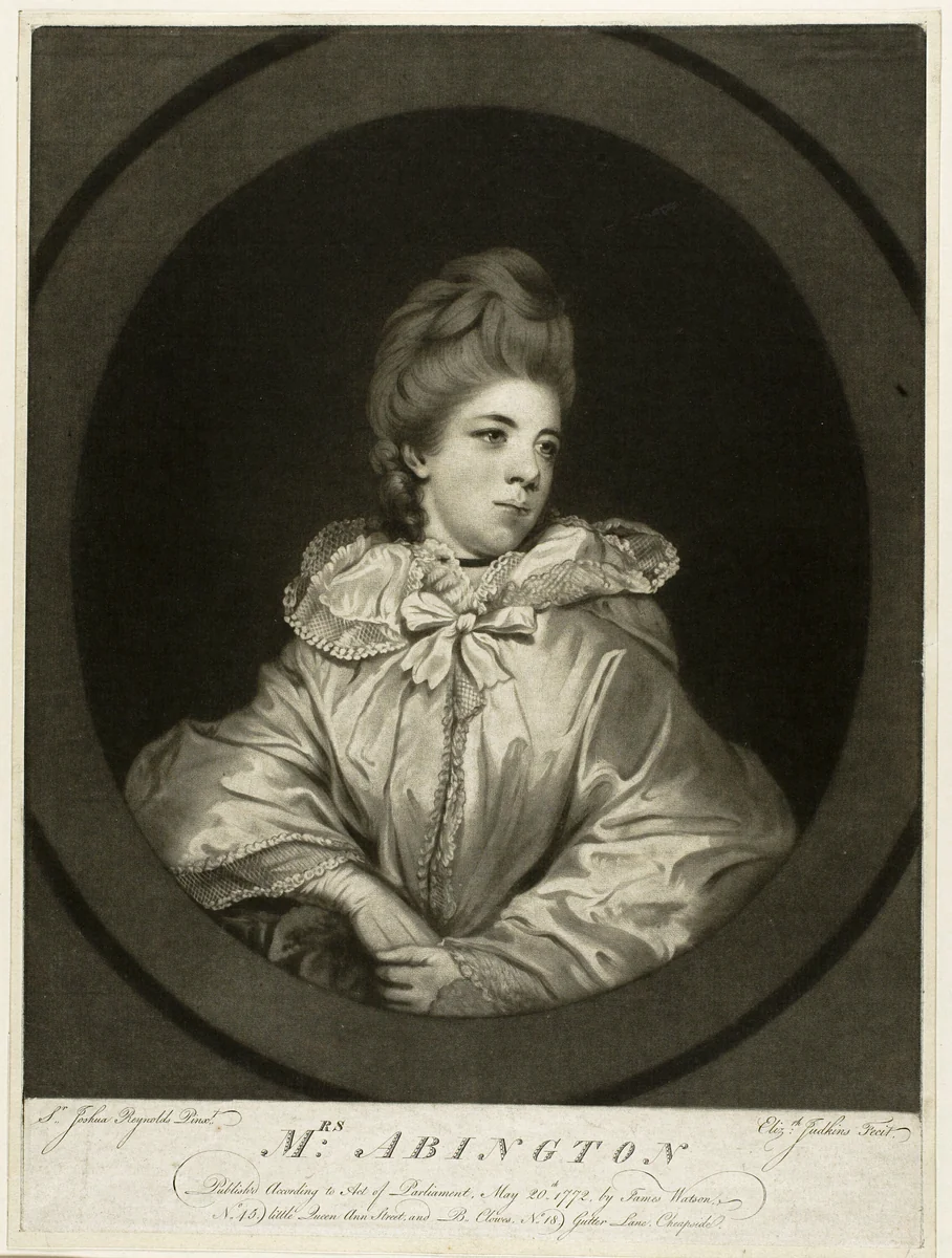 Mrs. Abington by Elizabeth Judkins, print, 1772