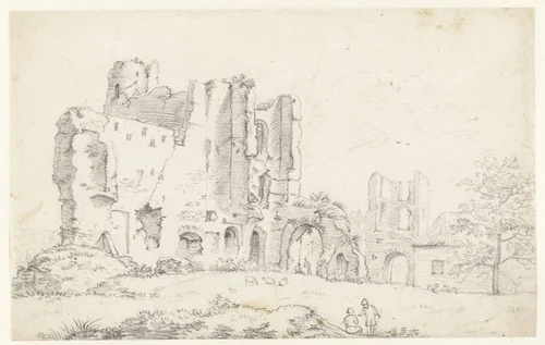 Ruïne van Brederode by Laurens Vincentsz. van der Vinne, drawing, 1668-1729
