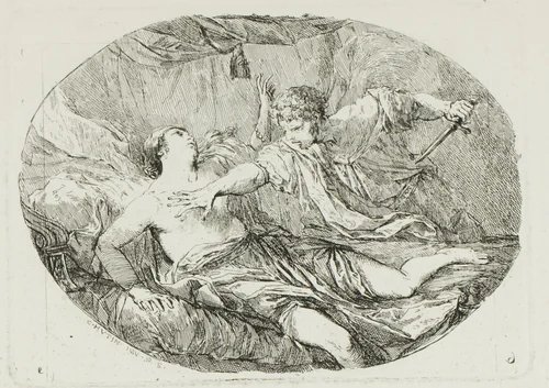 Tarquin and Lucretia by Charles-François Hutin, print, 1764