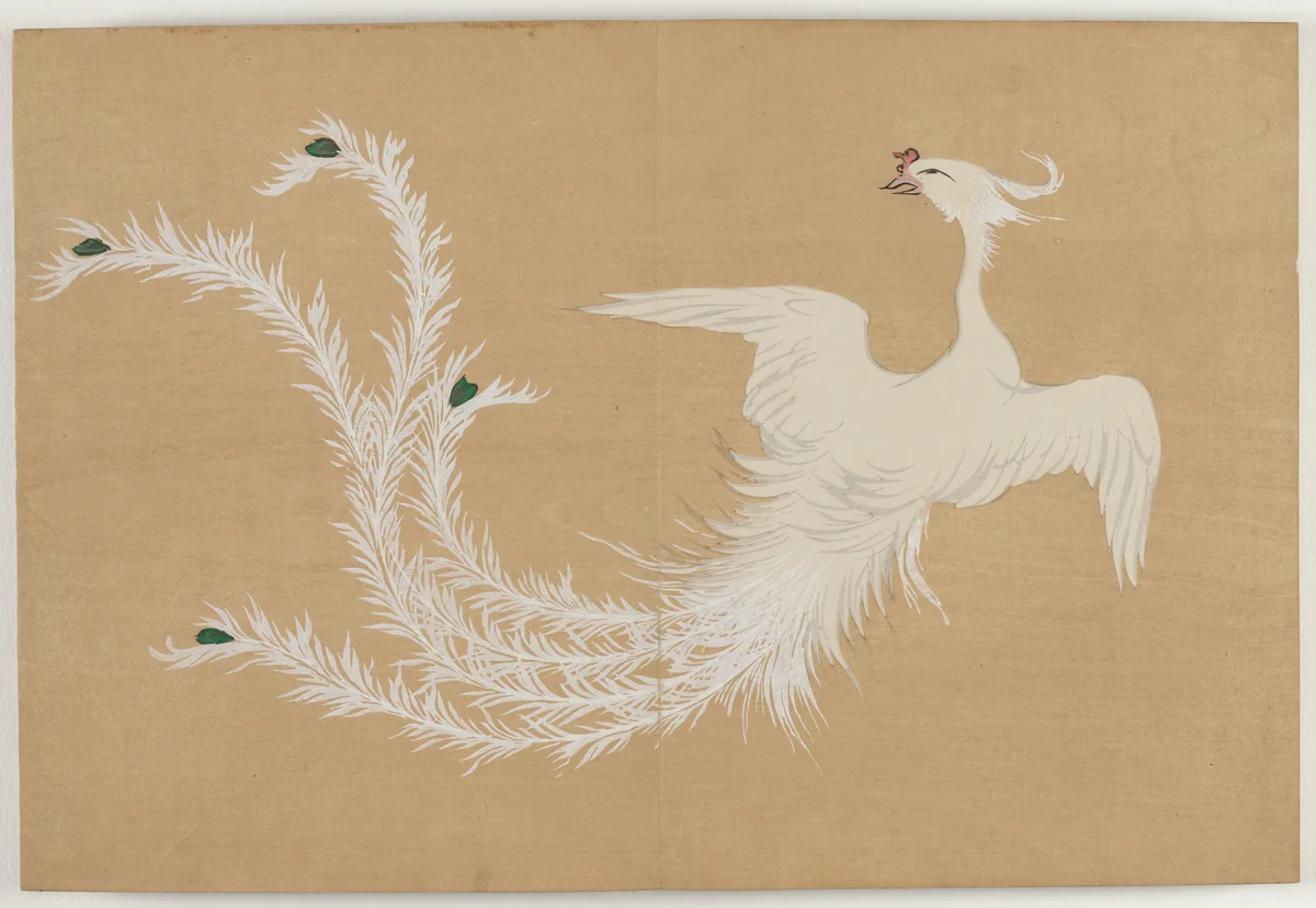 Flowers of a Hundred Worlds (Momoyogusa): White Phoenix (Hakuho) by Kamisaka Sekka, book, 1909-1910