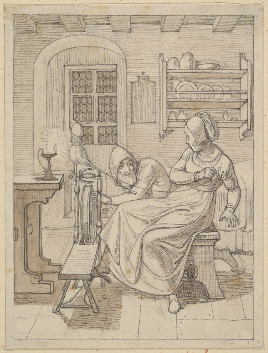 Rumpelstiltskin Appearing to the Miller's Daughter by Gustav Heinrich Naeke, drawing, 1812-1835