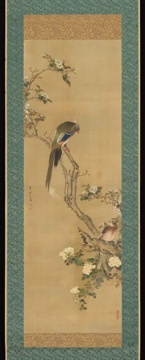 Birds and Flowers by Sō Shiseki (宋紫石), painting, 1715-1786