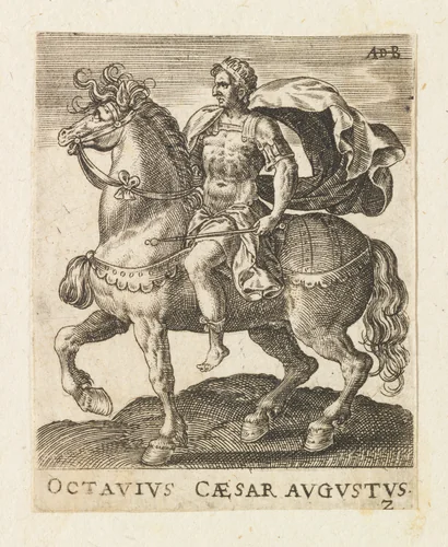 Octavius Caesar Augustus, from "Twelve Caesars on Horseback" by Abraham de Bruyn, print, 1560-1592