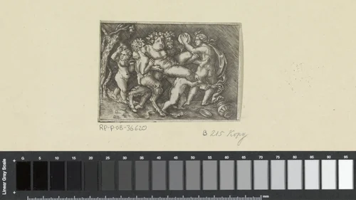 Bacchus gedragen door saters by anonymous, print, 1528