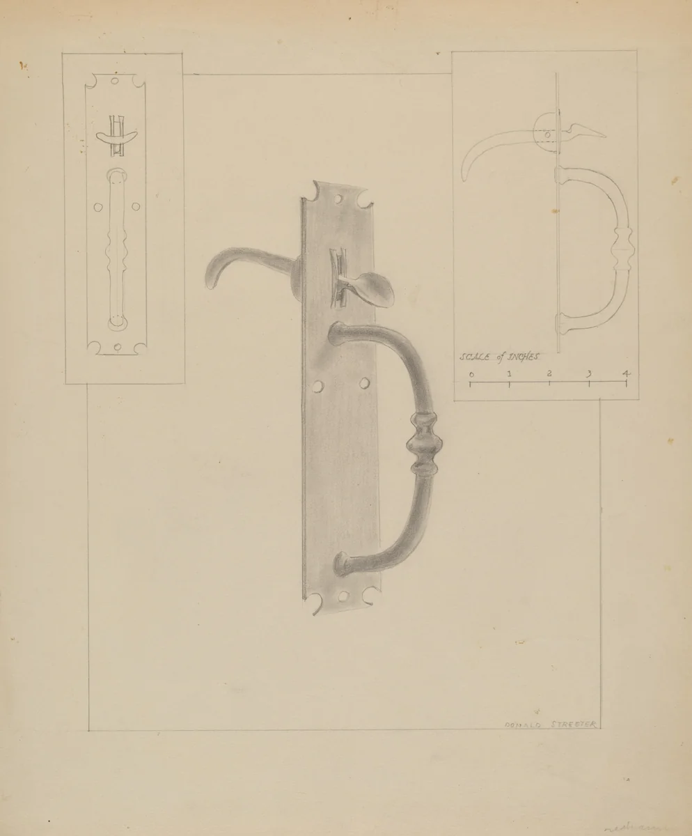 Wrought Iron Thumb Latch by Donald Streeter, index of american design, 1936