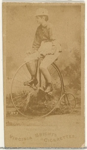 Card 3, from the Girl Cyclists series (N49) for Virginia Brights Cigarettes by Allen & Ginter, photograph, 1887