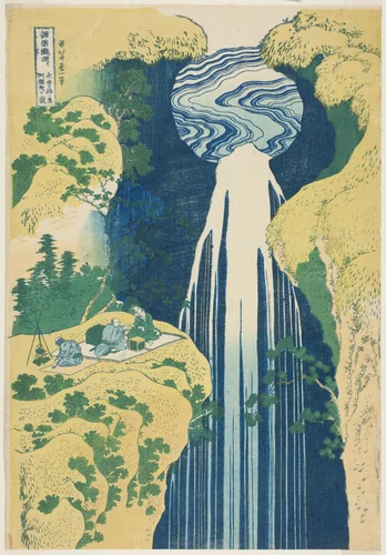 Amida Falls in the Far Reaches of the Kisokaido (Kisoji no oku Amidagataki), from the series "A Tour of Waterfalls in Various Provinces (Shokoku taki meguri)" by Katsushika Hokusai (葛飾 北斎), print, 1828-1838