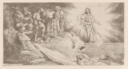 Resurrection of Lazarus by Salvatore Castiglione, print, 1645