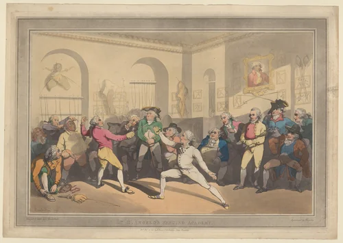 Mr. H. Angelo's Fencing Academy by Thomas Rowlandson, print, 1791