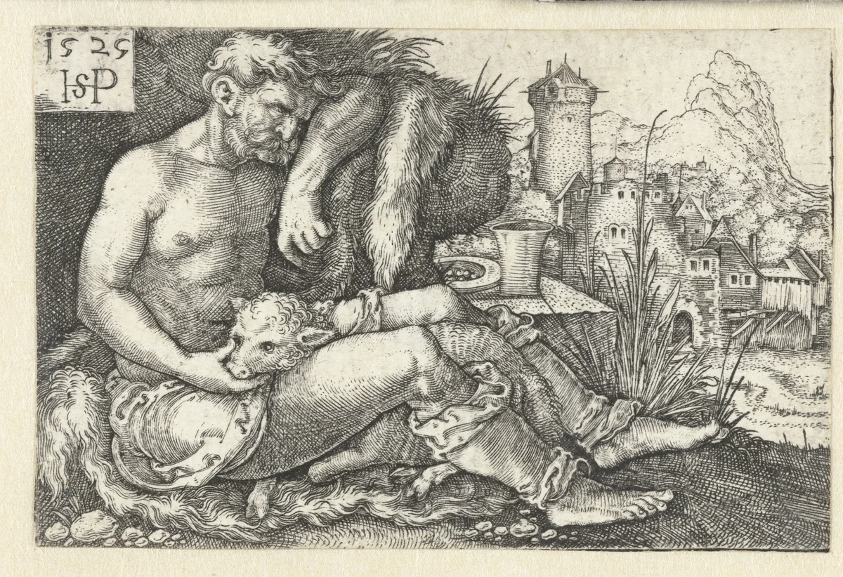 Herder met een schaap by Unknown, print, 1525
