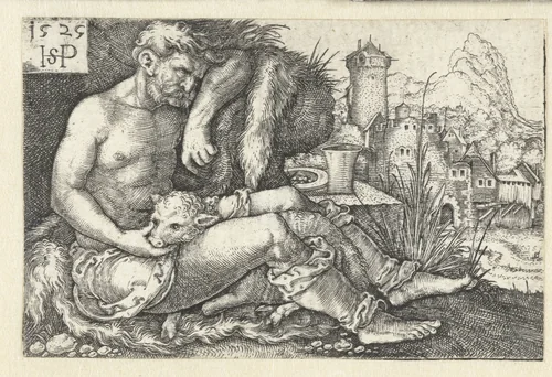 Herder met een schaap by Unknown, print, 1525