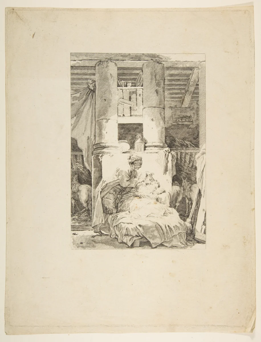Le Muletier, from "Contes et nouvelles en vers par Jean de La Fontaine. A Paris, de l'imprimerie de P. Didot, l'an III de la République, 1795" by Jean Honoré Fragonard, print, 1790-1800
