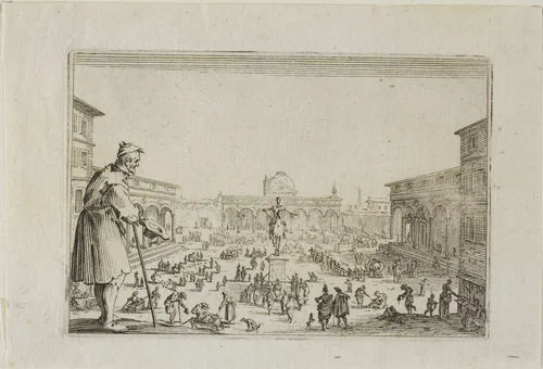 The March from the Palace of the Annunciation to Florence, from The Caprices by Jacques Callot, print, 1617-1627