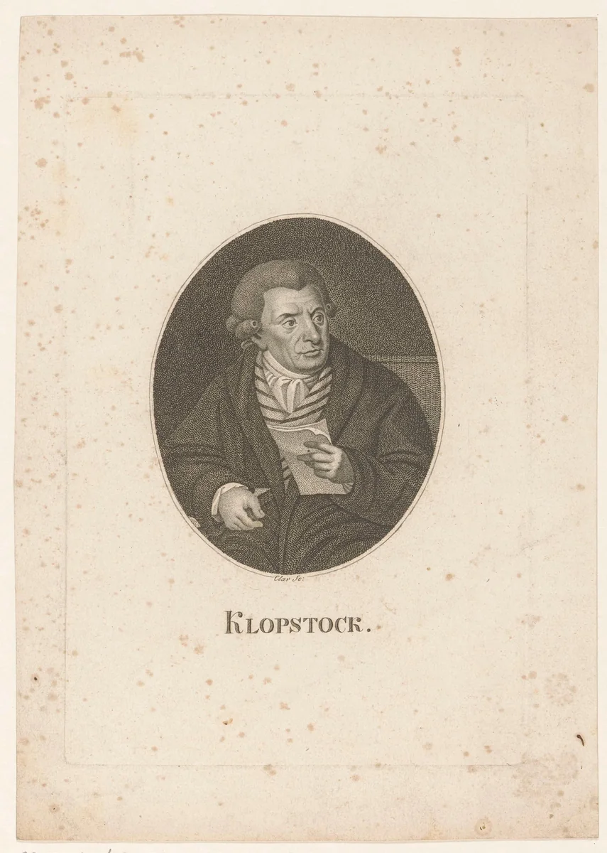 Portret van Friedrich Gottlieb Klopstock by Johann Friedrich August Clar, print, 1778-1844
