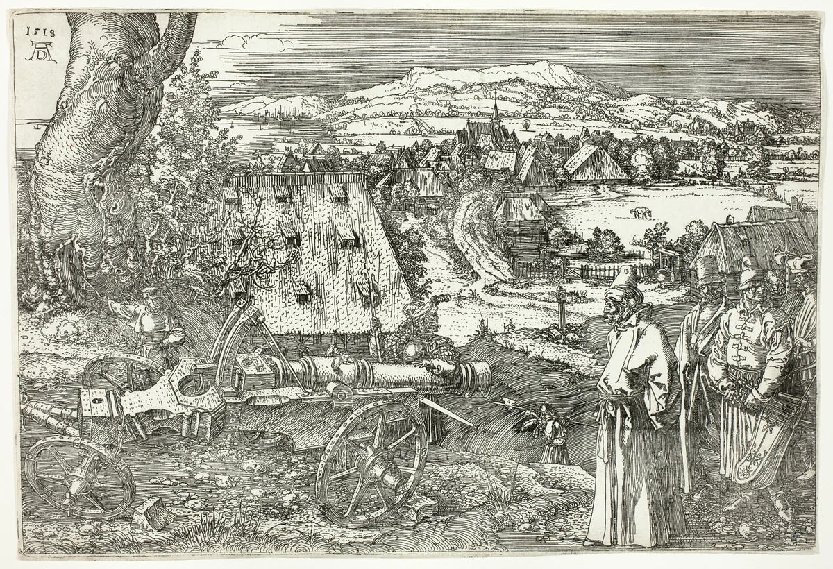 Landscape with Cannon (The Great Cannon) by Albrecht Dürer, print, 1518