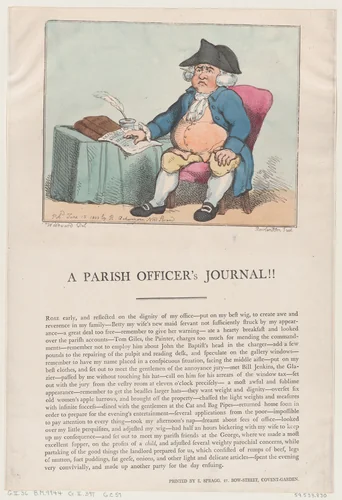 A Parish Officer's Journal!! by Thomas Rowlandson, print, 1802