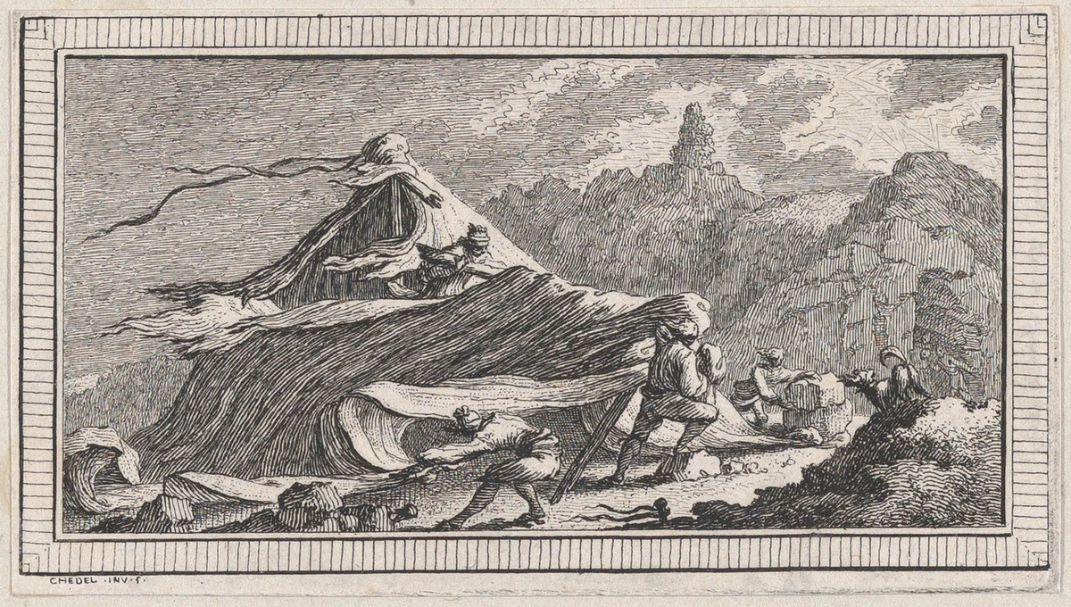 Landscape, from a series of six landscapes titled "Observationib.Astronom.Regiae.Paris.Scient. Acad...1736" by Quentin Pierre Chedel, print, 1736
