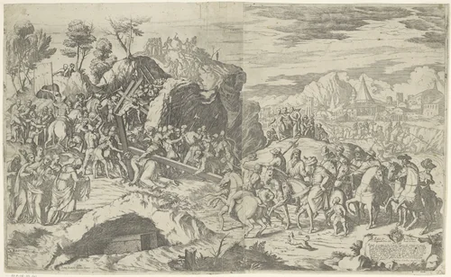 Christus bezwijkt onder het gewicht van het kruis by Giovanni Battista Fontana, print, 1584