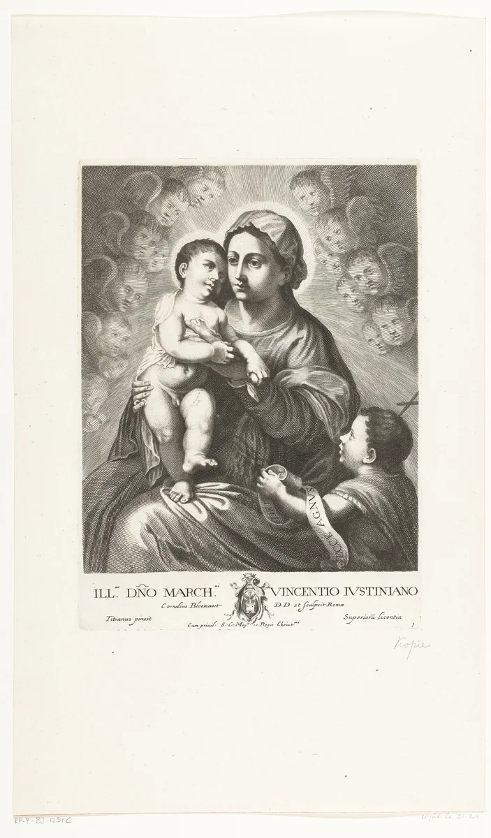 Madonna en Johannes de Doper by anonymous, print, 1636-1637