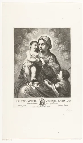 Madonna en Johannes de Doper by anonymous, print, 1636-1637