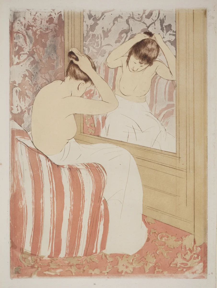 The Coiffure by Mary Cassatt, print, 1890-1891