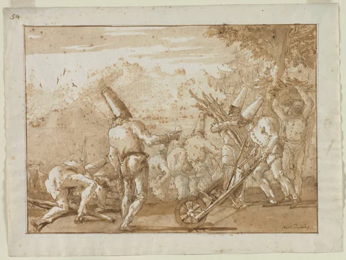 Gathering Wood by Giovanni Domenico Tiepolo, drawing, 1795-1799