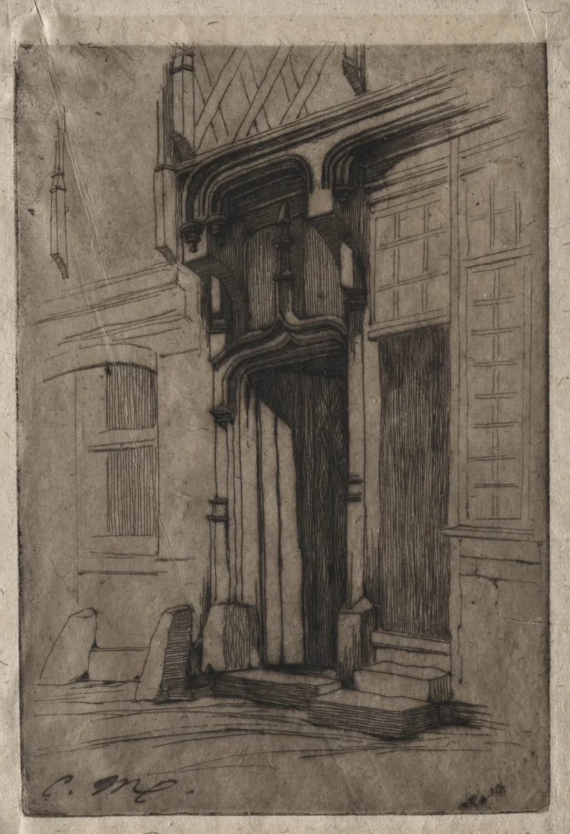 Doorway of an Ancient Convent in the Rue Mirabeau, Bourges by Charles Meryon, print, 1851