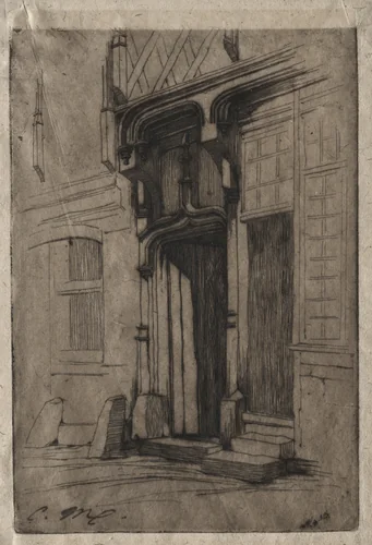 Doorway of an Ancient Convent in the Rue Mirabeau, Bourges by Charles Meryon, print, 1851