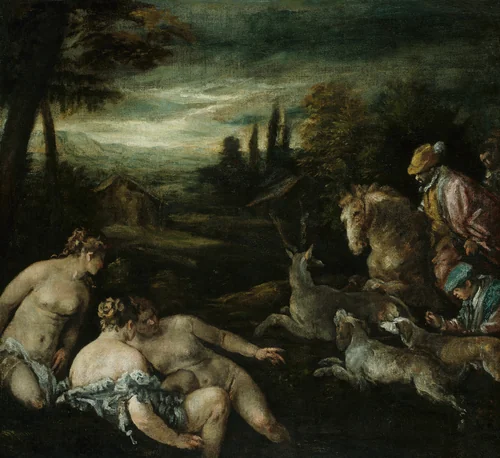 Diana and Actaeon by Jacopo Bassano, painting, 1580-1590