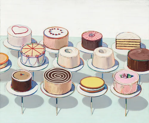 Cakes by Wayne Thiebaud, painting, 1963