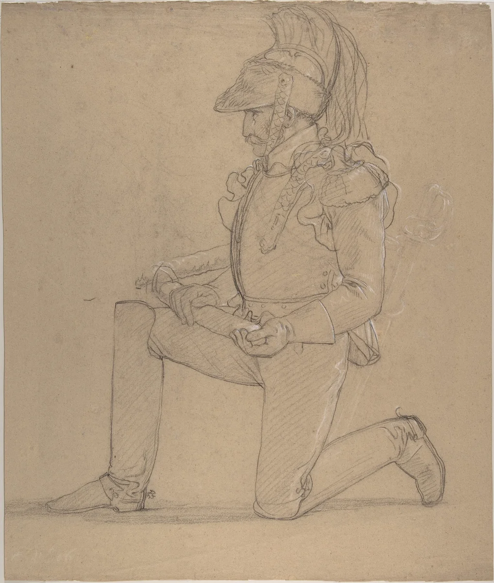 Kneeling Cuirassier by Pierre Narcisse Guérin, drawing, 1805-1815