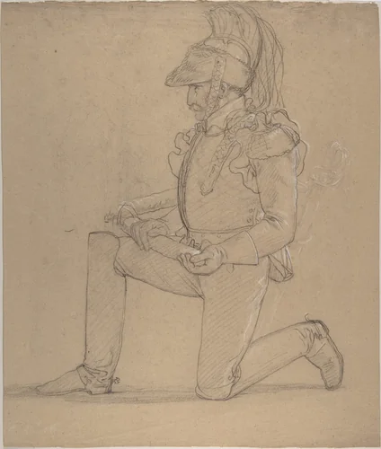 Kneeling Cuirassier by Pierre Narcisse Guérin, drawing, 1805-1815