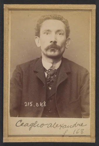 Ceaglio. Alexandre, Joseph. 42 ans, né à Turin (Italie). Employé de commerce. Anarchiste. 3/3/94. by Alphonse Bertillon, photograph, 1894