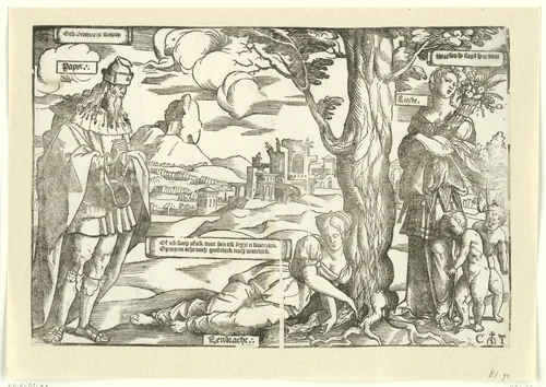 Allegorie met Eendracht, Vrede en Liefde by Unknown, print, 1539-1553