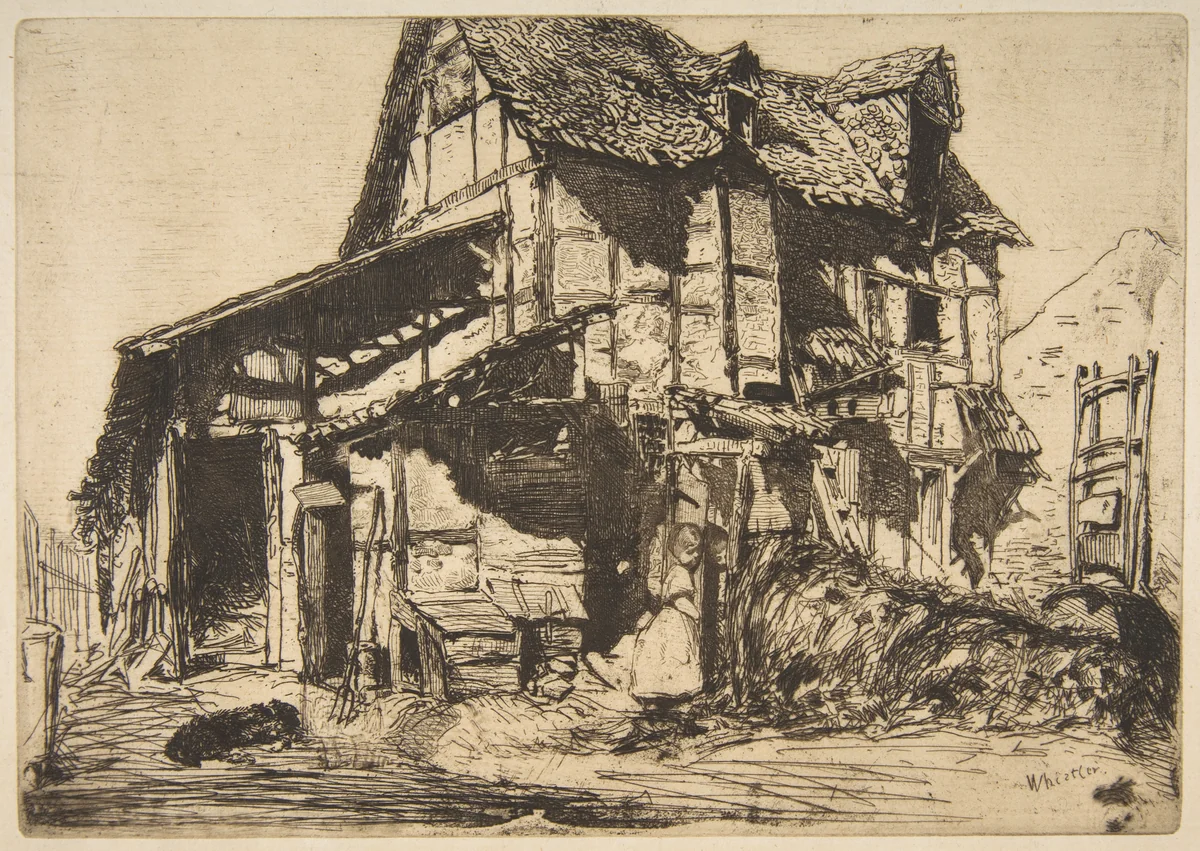 The Unsafe Tenement (The Old Farm) by James McNeill Whistler, print, 1858