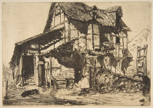 The Unsafe Tenement (The Old Farm) by James McNeill Whistler, print, 1858