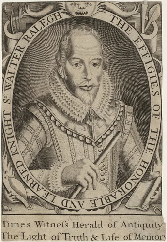 Sir Walter Raleigh by Anonymous Artist; Simon van de Passe, print, 1595-1647