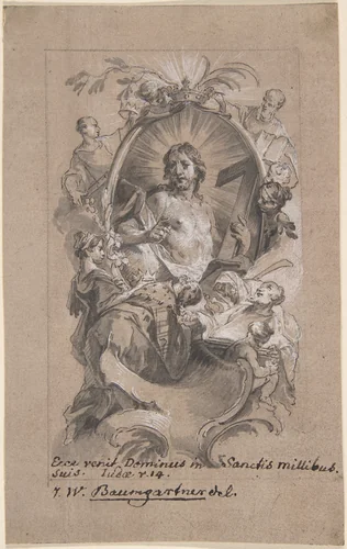 Christ in Glory by Johann Wolfgang Baumgartner, drawing, 1732-1761