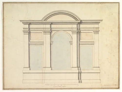 Elevation of Wall Decoration in the Villa Medici by Antonio Maria Visentini, drawing, 1688-1782