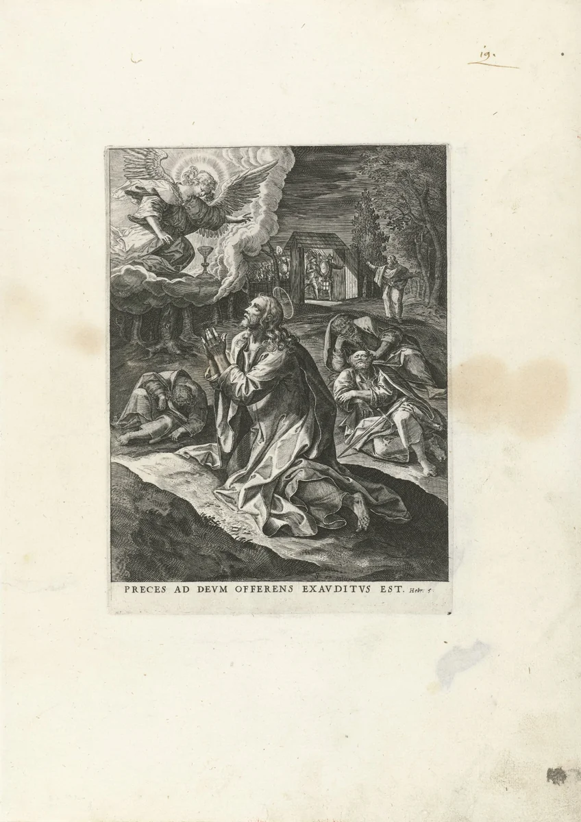 Christus in de hof van olijven by Johann Sadeler, print, 1587-1589