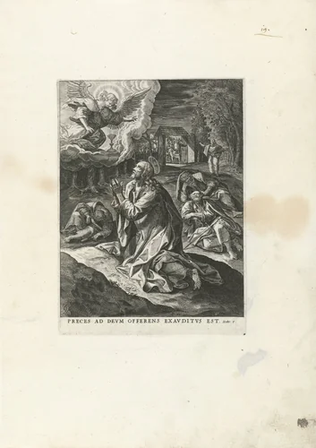Christus in de hof van olijven by Johann Sadeler, print, 1587-1589