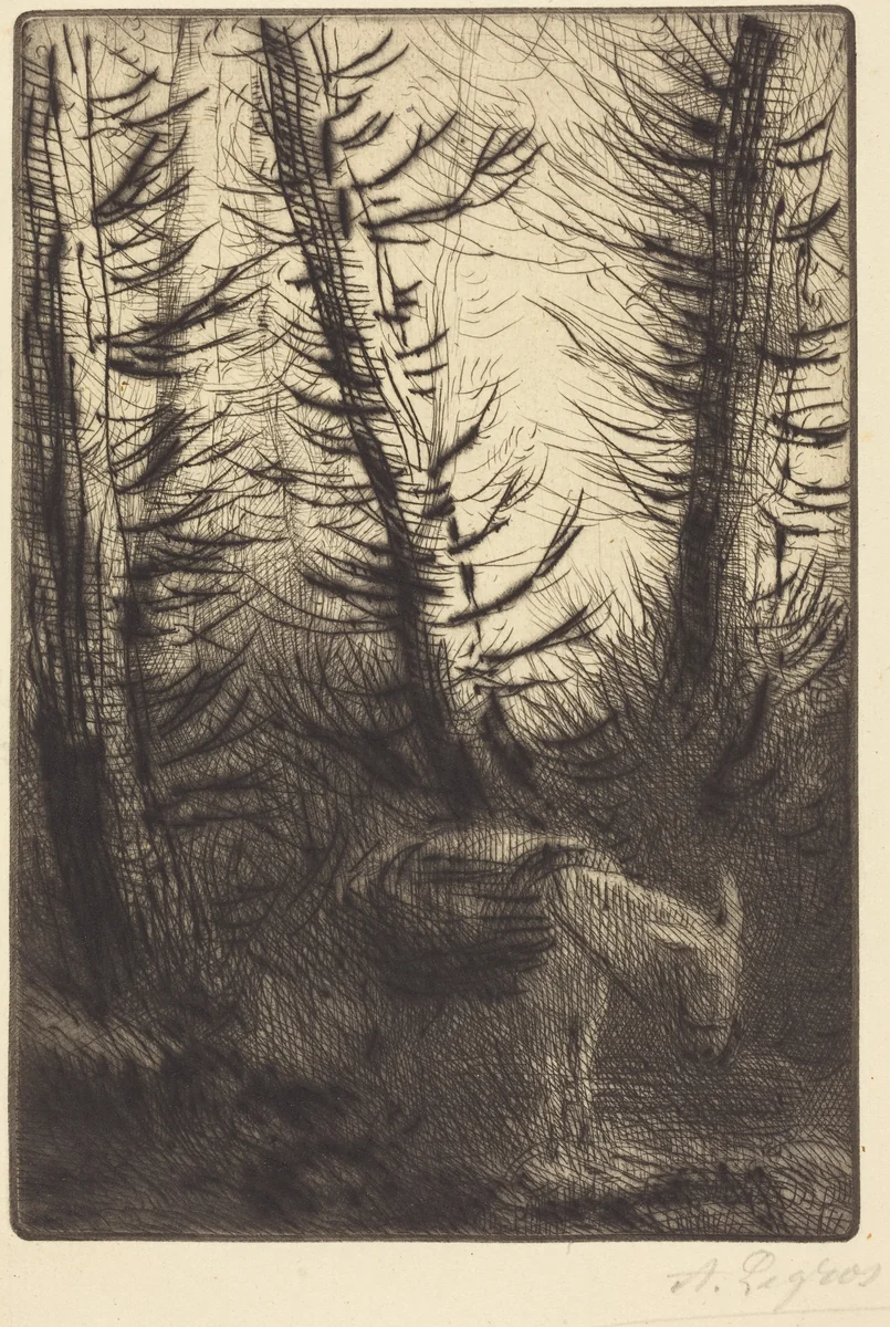 Farmer and His Donkey (Le fermier et son ane) by Alphonse Legros, print, 1837-1911