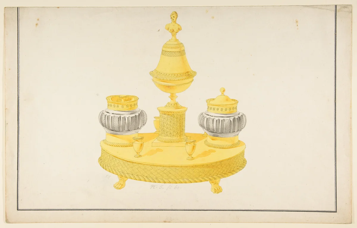 Design for a Pen and Ink Stand by anonymous, drawing, 1800-1899