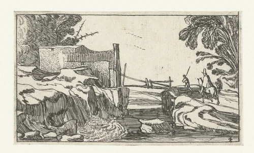 Pad langs een waterval by anonymous, print, 1610-1617