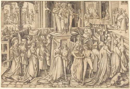 The Dance at the Court of Herod by Israhel van Meckenem, print, 1500