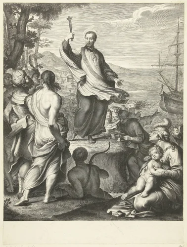 Heilige Franciscus Xaverius by Gerard Edelinck, print, 1666-1707