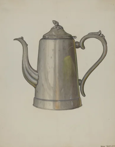 Pewter Coffee Pot by Dana Bartlett, index of american design, 1937
