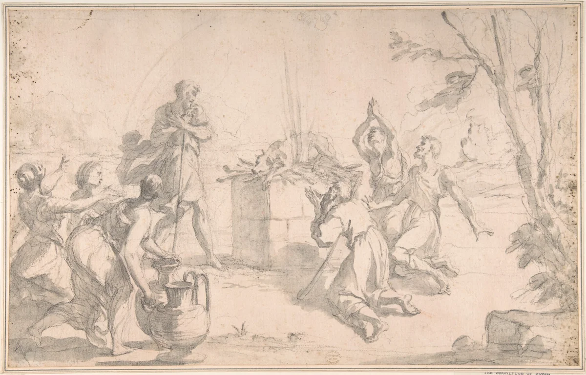 The Sacrifice of Noah by Aureliano Milani, drawing, 1600-1700