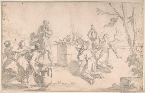 The Sacrifice of Noah by Aureliano Milani, drawing, 1600-1700